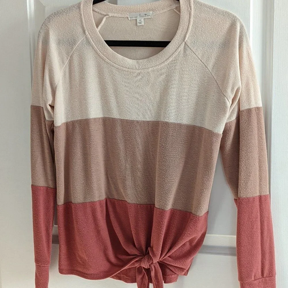 Nine Britton Araya Tie Front Brushed Knit Long Sleeve Top Size XS - Picture 4 of 6